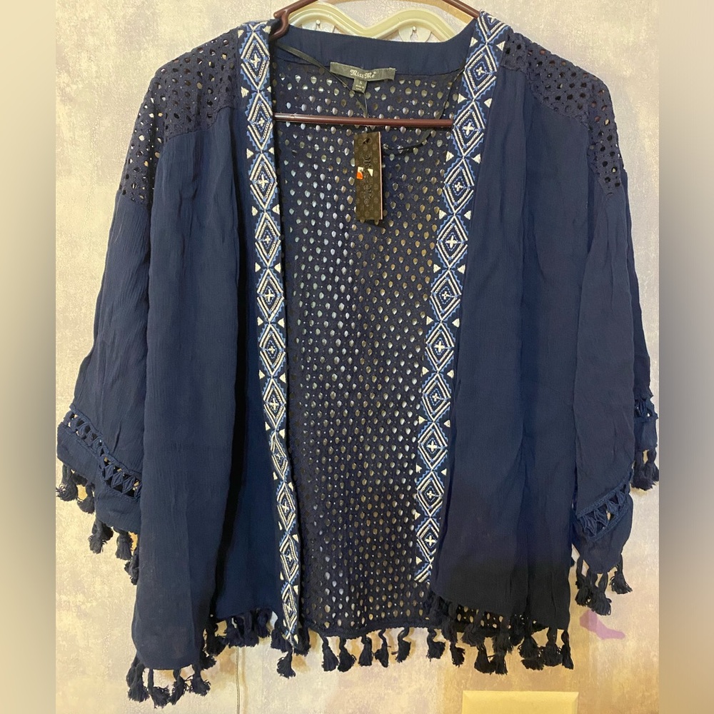 NWT Miss Me Ladies Navy Tassel Cardigan- Small